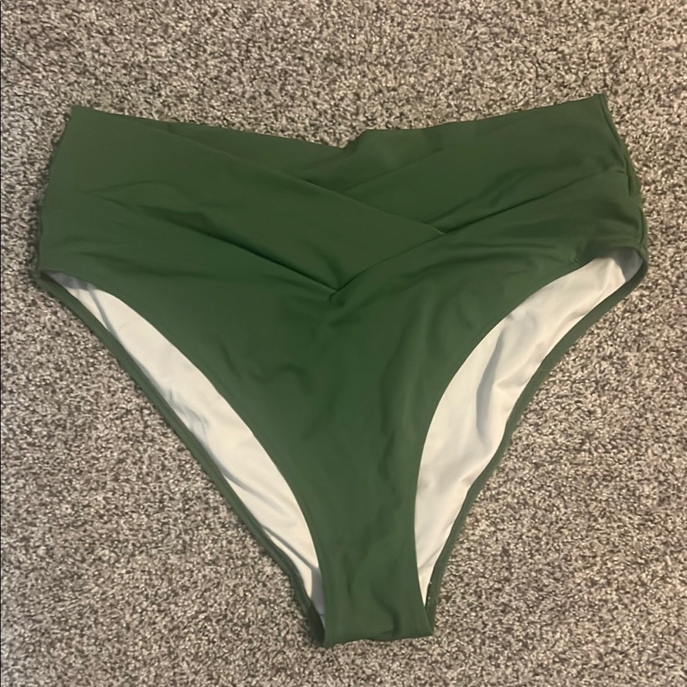 PINK Victoria's Secret Green High-Waist Bikini Bottom